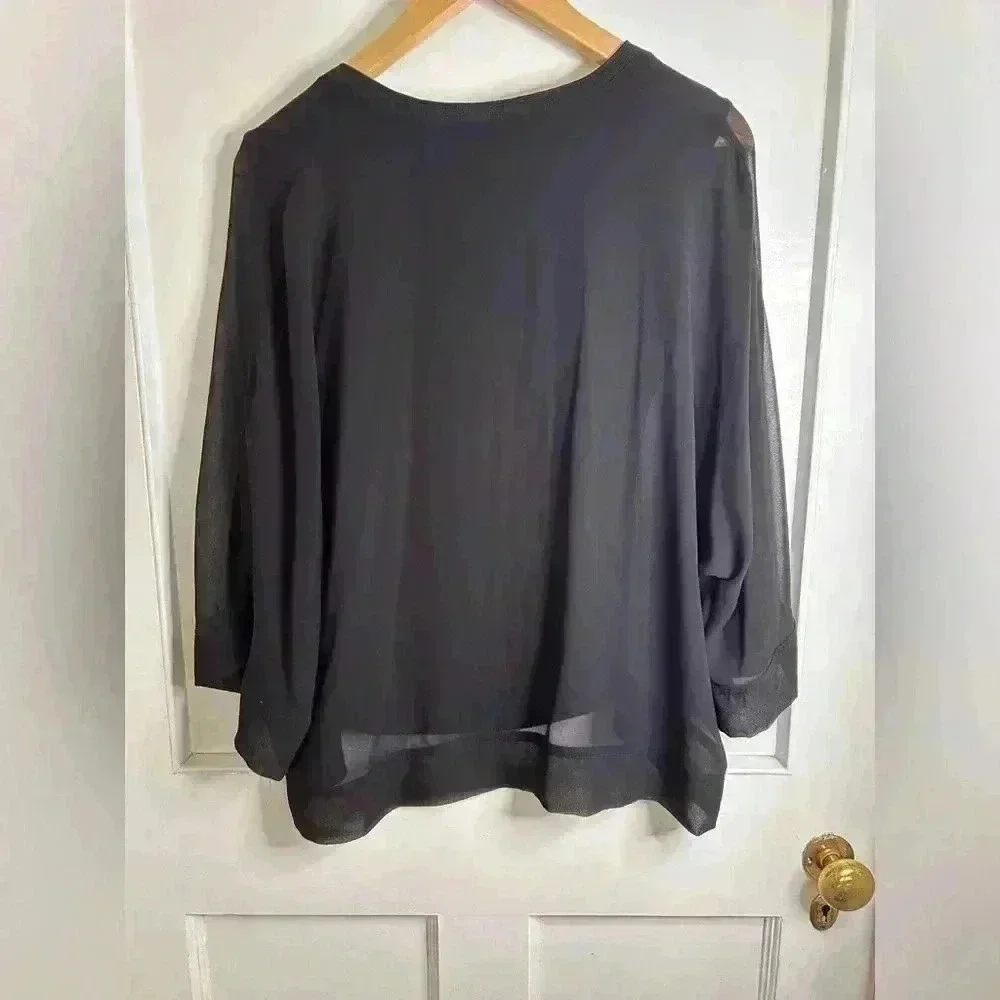 Zara Black V Neck Sweater  with Transparent Sleeves Size M - Picture 6 of 8